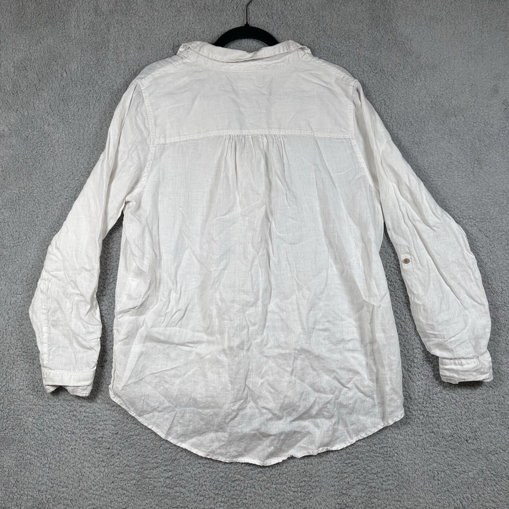 Sigrid Olsen 100% Irish Linen Shirt Top Womens Size XL White Beachy Coastal - Picture 7 of 8